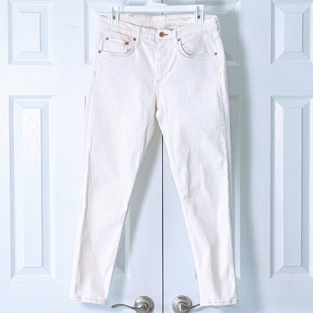 RAG & BONE Women's Cate Mid Rise Ankle Skinny Jeans Size 30 Ivory
